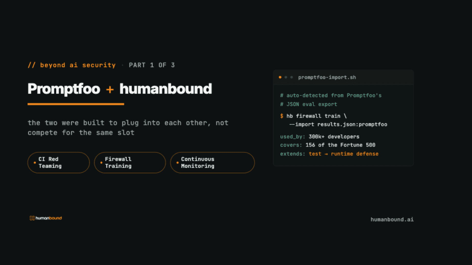 Techy cover for the Humanbound Agent Attack Scenario Library, showing a test_pack.yaml code card that maps an agent failure to an OWASP Agentic category and the guardrail that closes it, with Agent Goal Hijack, Tool Misuse, and Memory Poisoning tags.